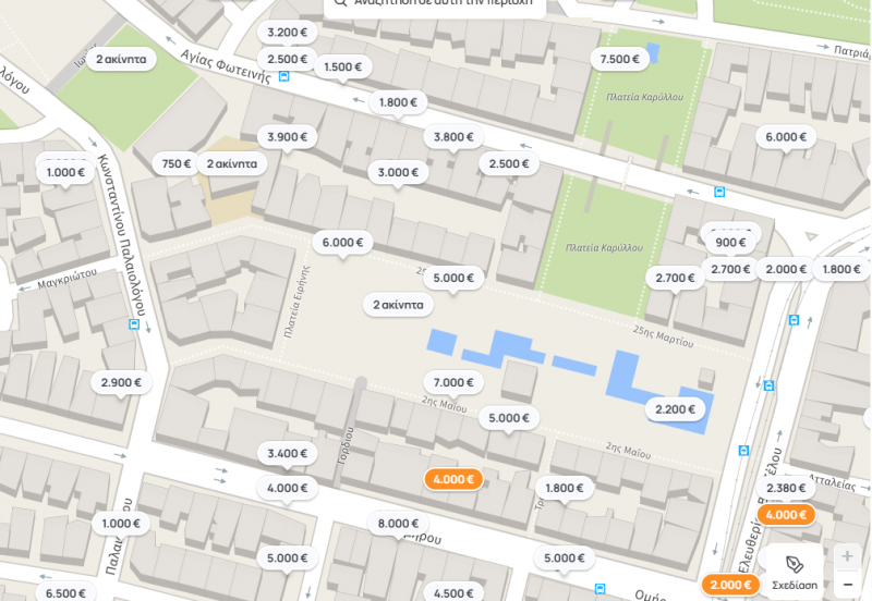 οι τιμές ενοικίων επαγγελματικής στέγης ανά τμ